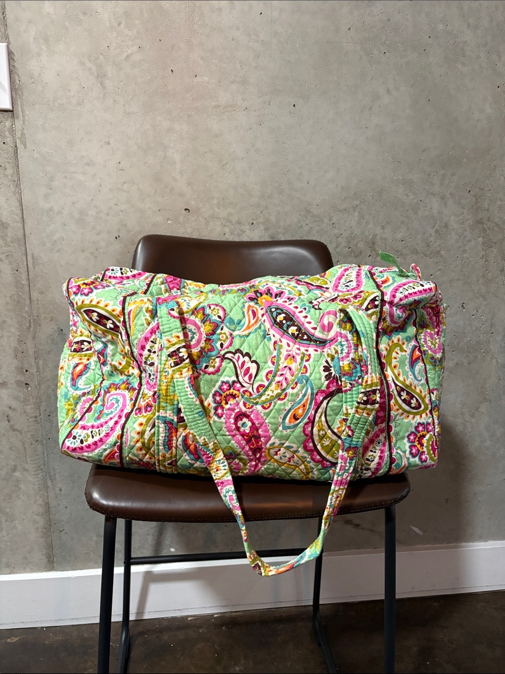 Vera Bradley Quilted Paisley Weekend Duffel Bag - Mint Pink